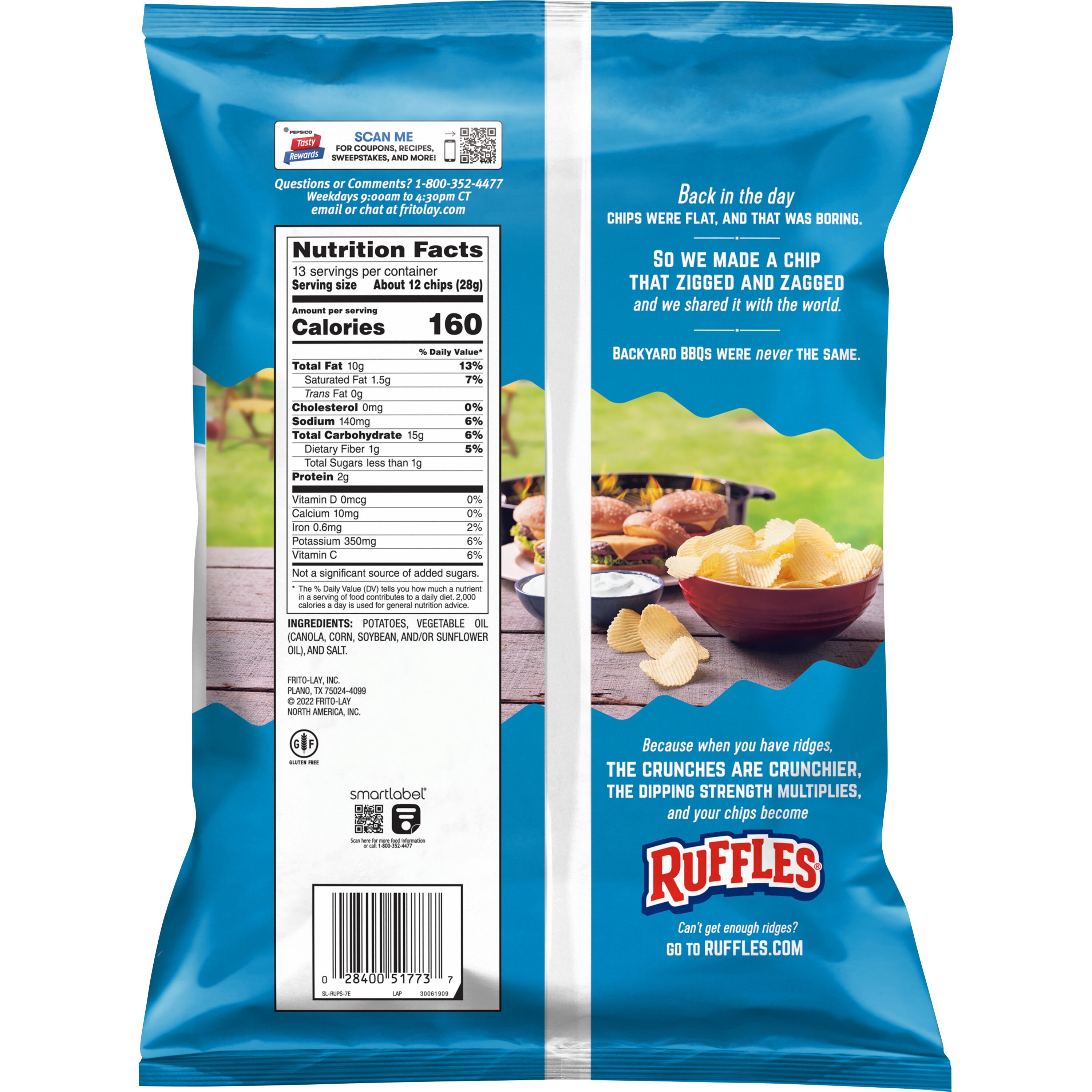 Ruffles Original Flavor Potato Snack Chips,Party Size, 13 Ounce Bag thumbnail 2