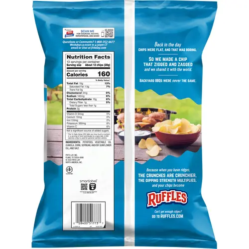 Ruffles Original Flavor Potato Snack Chips,Party Size, 13 Ounce Bag thumbnail 2