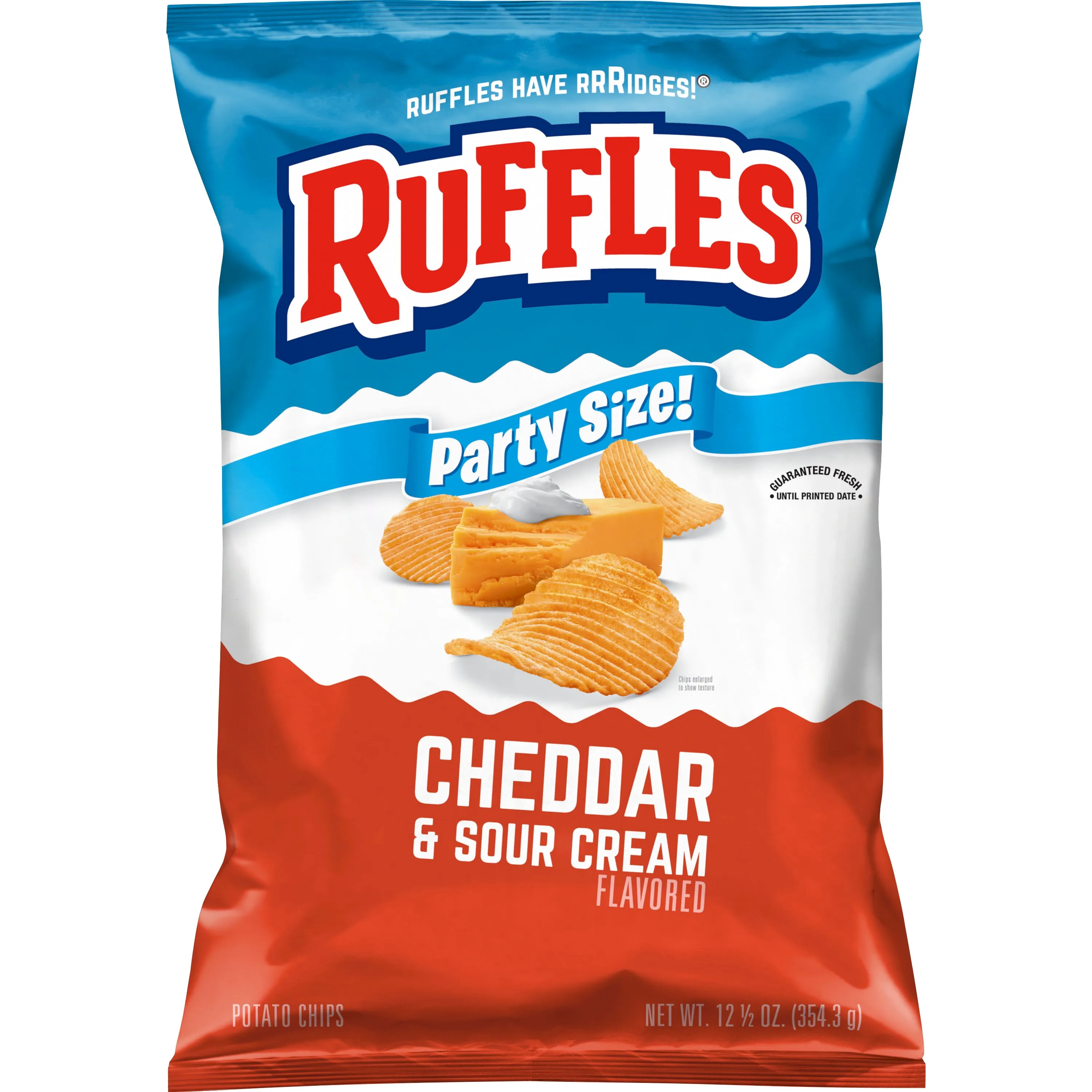 Ruffles Cheddar & Sour Cream Potato Snack Chips,Party Size, 12.5 oz Bag