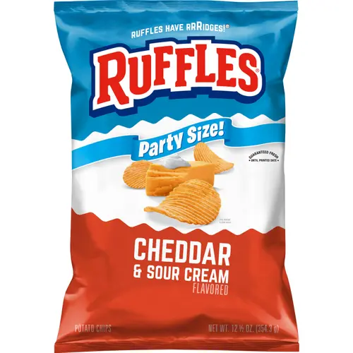 Ruffles Cheddar & Sour Cream Potato Snack Chips,Party Size, 12.5 oz Bag