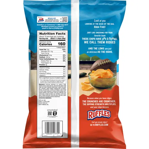 Ruffles Cheddar & Sour Cream Potato Snack Chips,Party Size, 12.5 oz Bag thumbnail 2