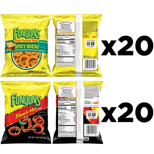 Funyuns Onion Rings Variety Pack Snack Chips, 0.75 oz Bags, 40 Count Multipack thumbnail 2