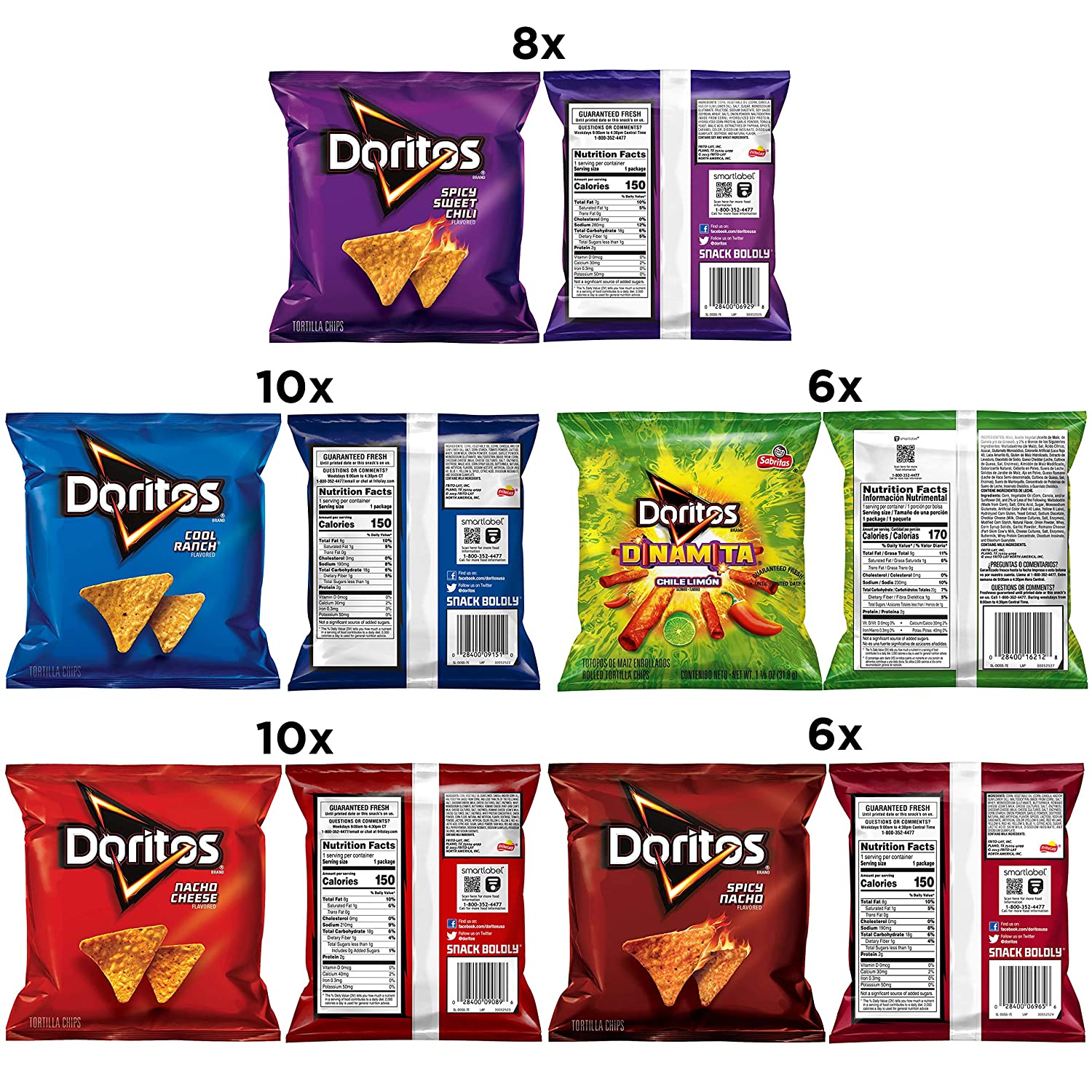 Doritos Tortilla Chips Variety Pack Snack Chips, 40 Count thumbnail 2