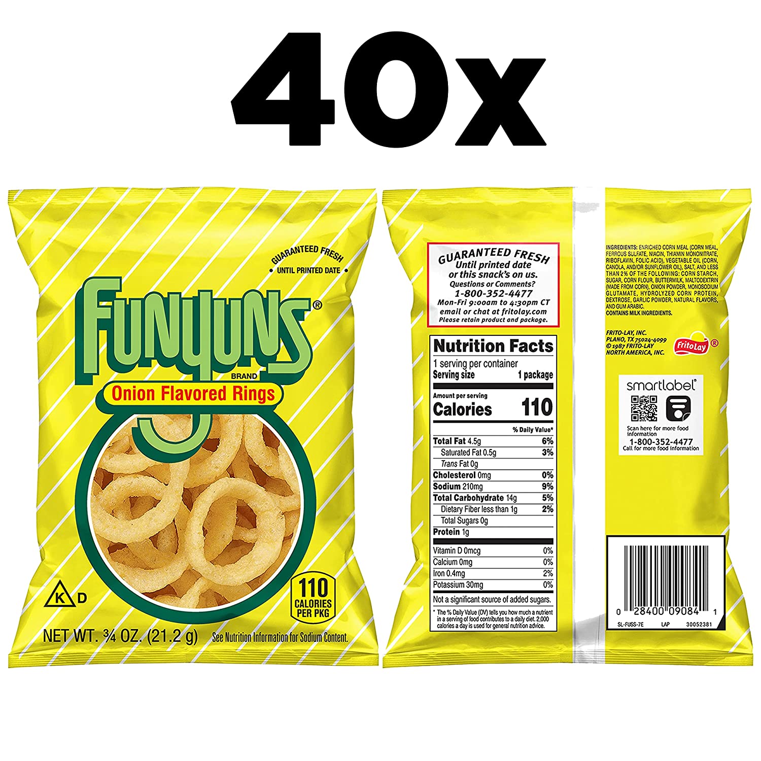 Funyuns Onion Flavored Rings Chips, 0.75oz Bags (40 Pack) thumbnail 2