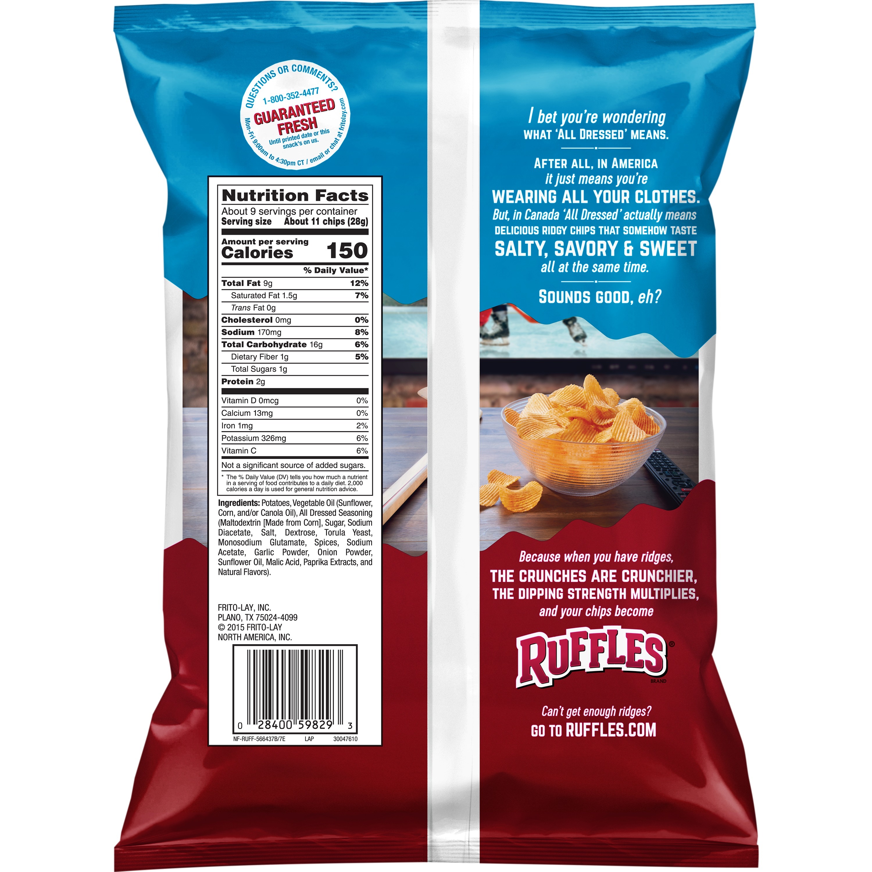 Ruffles All Dressed Potato Chips, 8.5 Oz. thumbnail 2