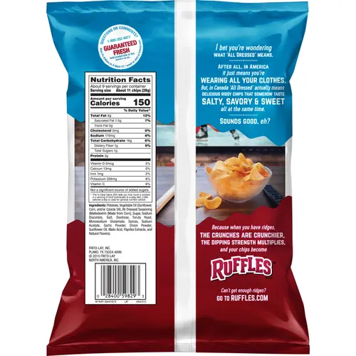 Ruffles All Dressed Potato Chips, 8.5 Oz. thumbnail 2