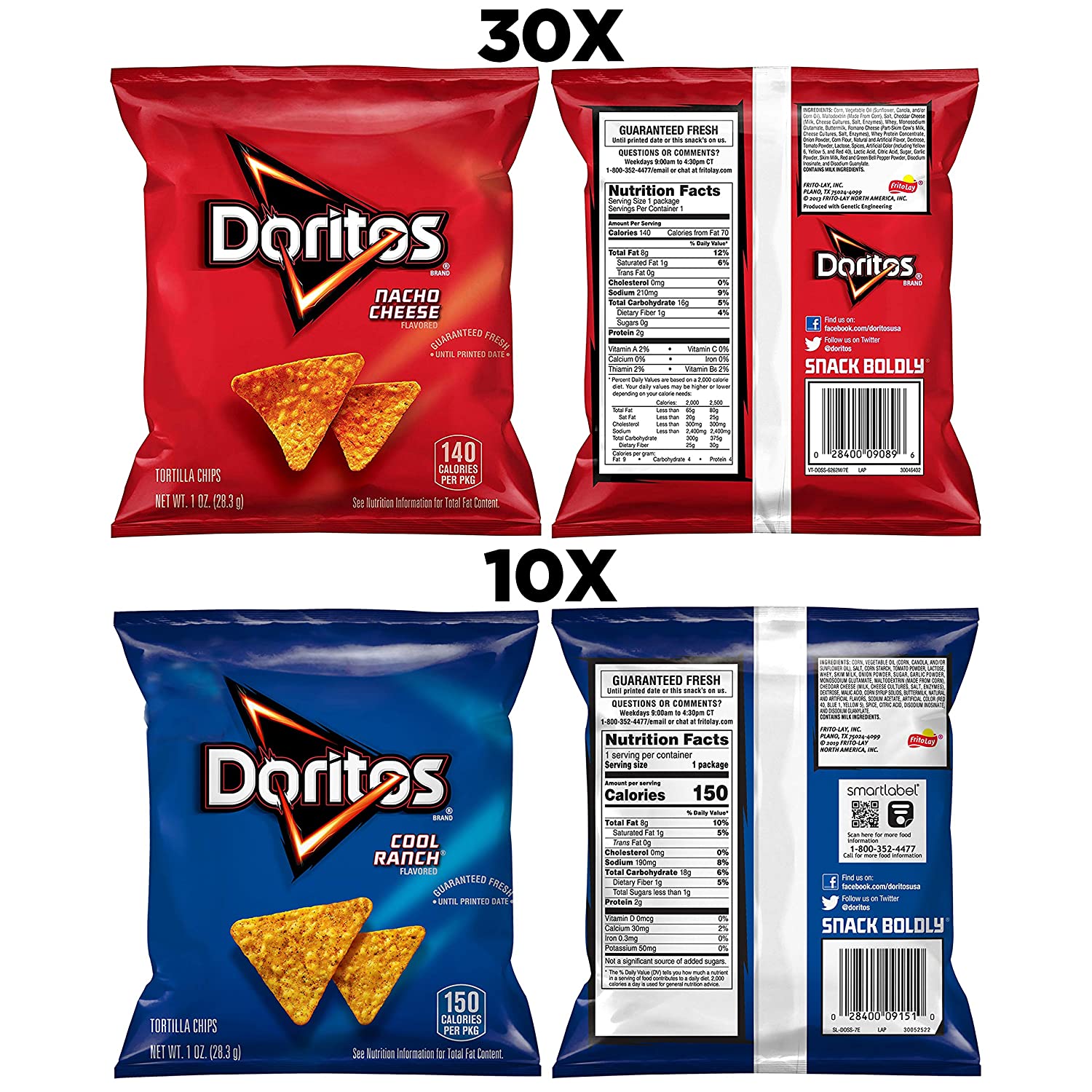 Doritos Favorites Nacho Cheese and Cool Ranch Flavor Variety Pack Snack Chips, 1 oz, 40 Count Multipack thumbnail 2