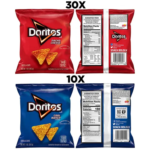 Doritos Favorites Nacho Cheese and Cool Ranch Flavor Variety Pack Snack Chips, 1 oz, 40 Count Multipack thumbnail 2