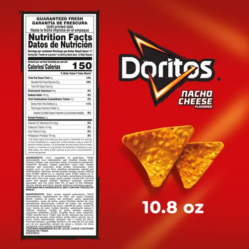 Doritos Nachos Cheese Flavored Tortilla Snack Chips Bag 10.8 Oz thumbnail 4