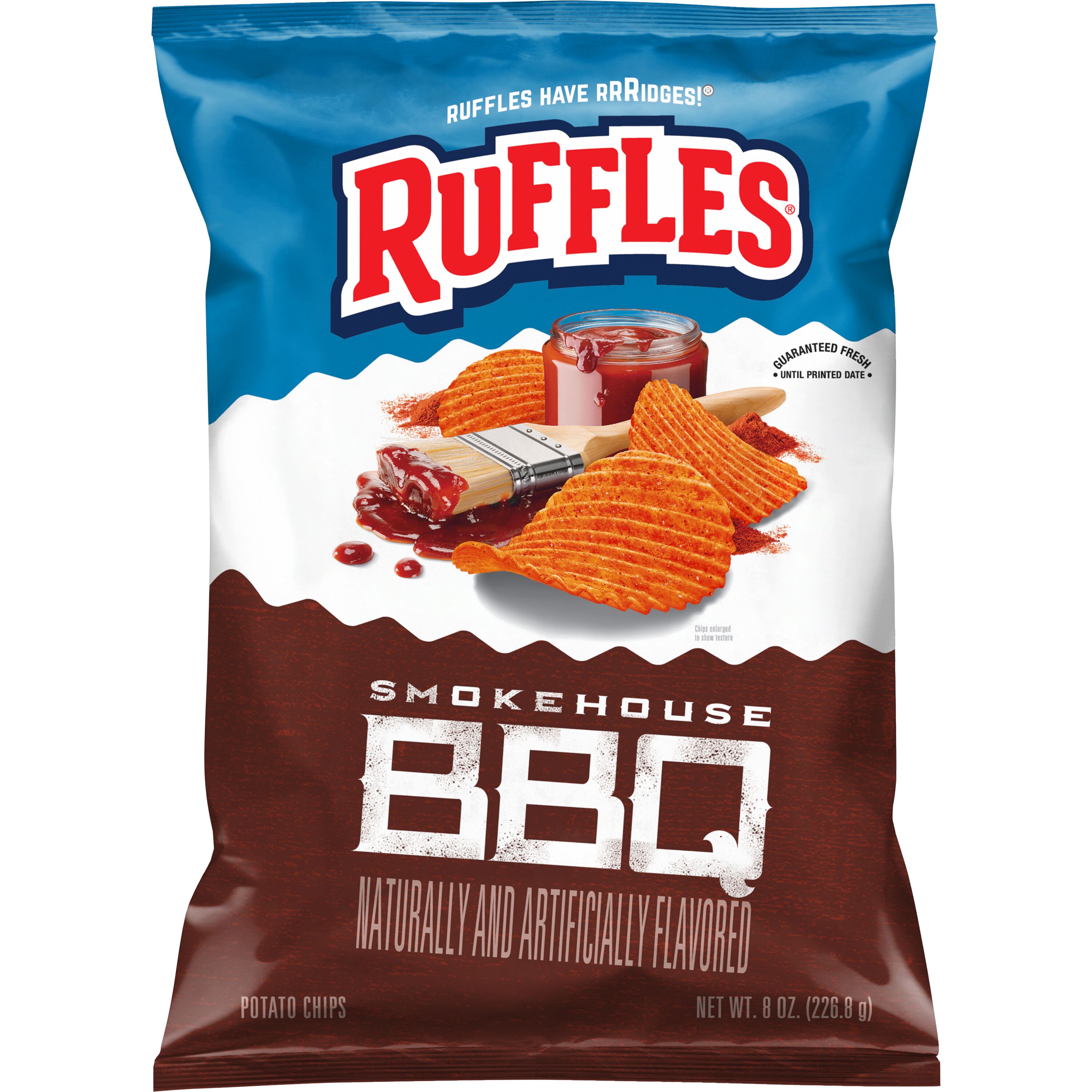 Ruffles Smokehouse BBQ Naturally and Artificially Flavored Potato Chips, 8 oz