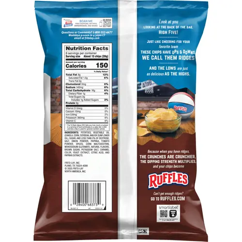 Ruffles Smokehouse BBQ Naturally and Artificially Flavored Potato Chips, 8 oz thumbnail 2