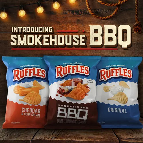 Ruffles Smokehouse BBQ Naturally and Artificially Flavored Potato Chips, 8 oz thumbnail 3