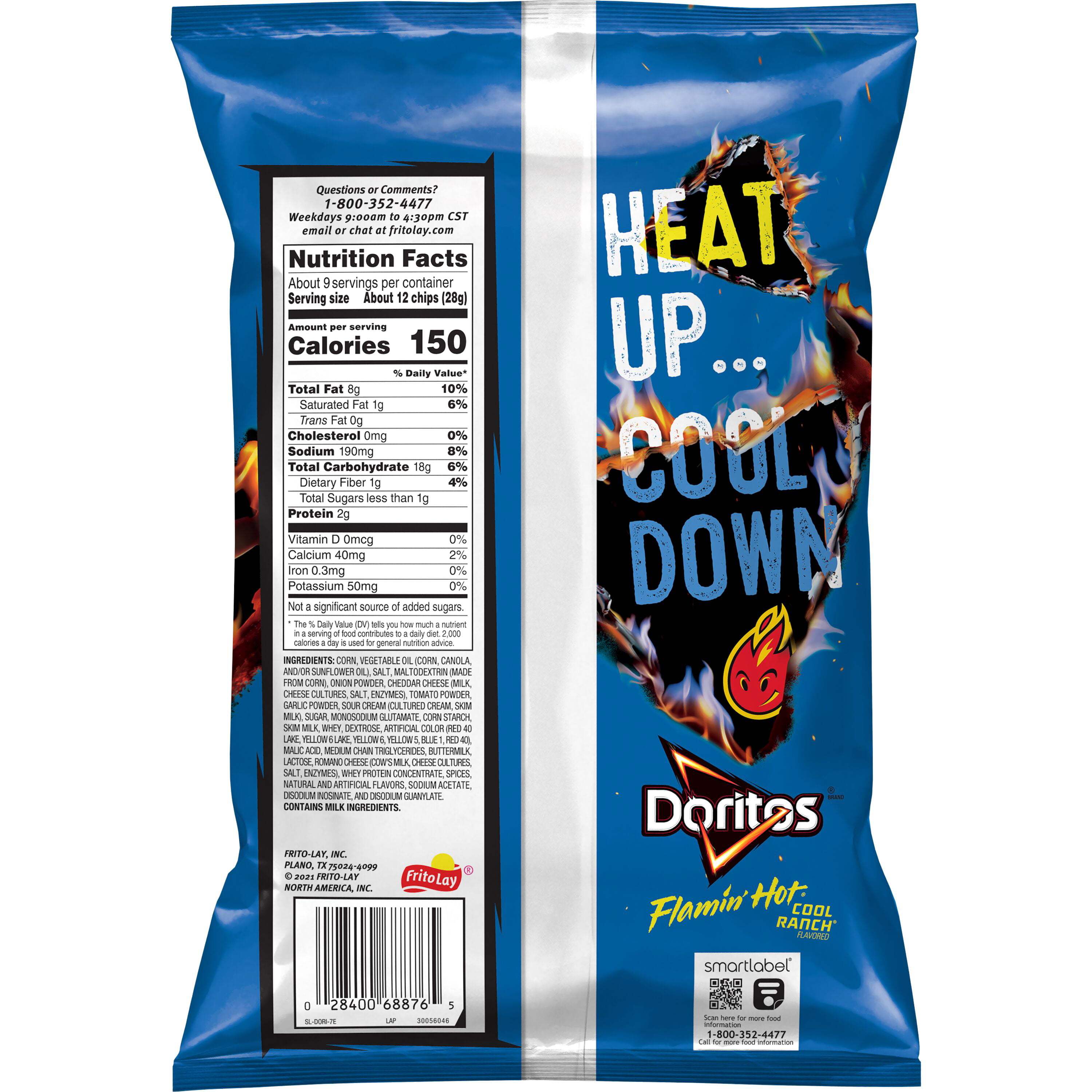 Doritos Flamin' Hot Cool Ranch Flavored Tortilla Chips, 9.25 oz Bag thumbnail 3