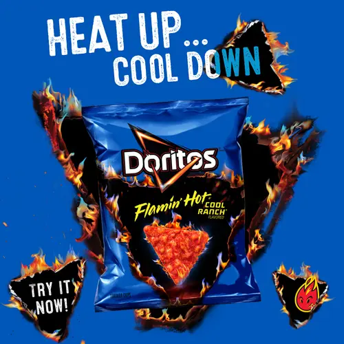 Doritos Flamin' Hot Cool Ranch Flavored Tortilla Chips, 9.25 oz Bag thumbnail 4