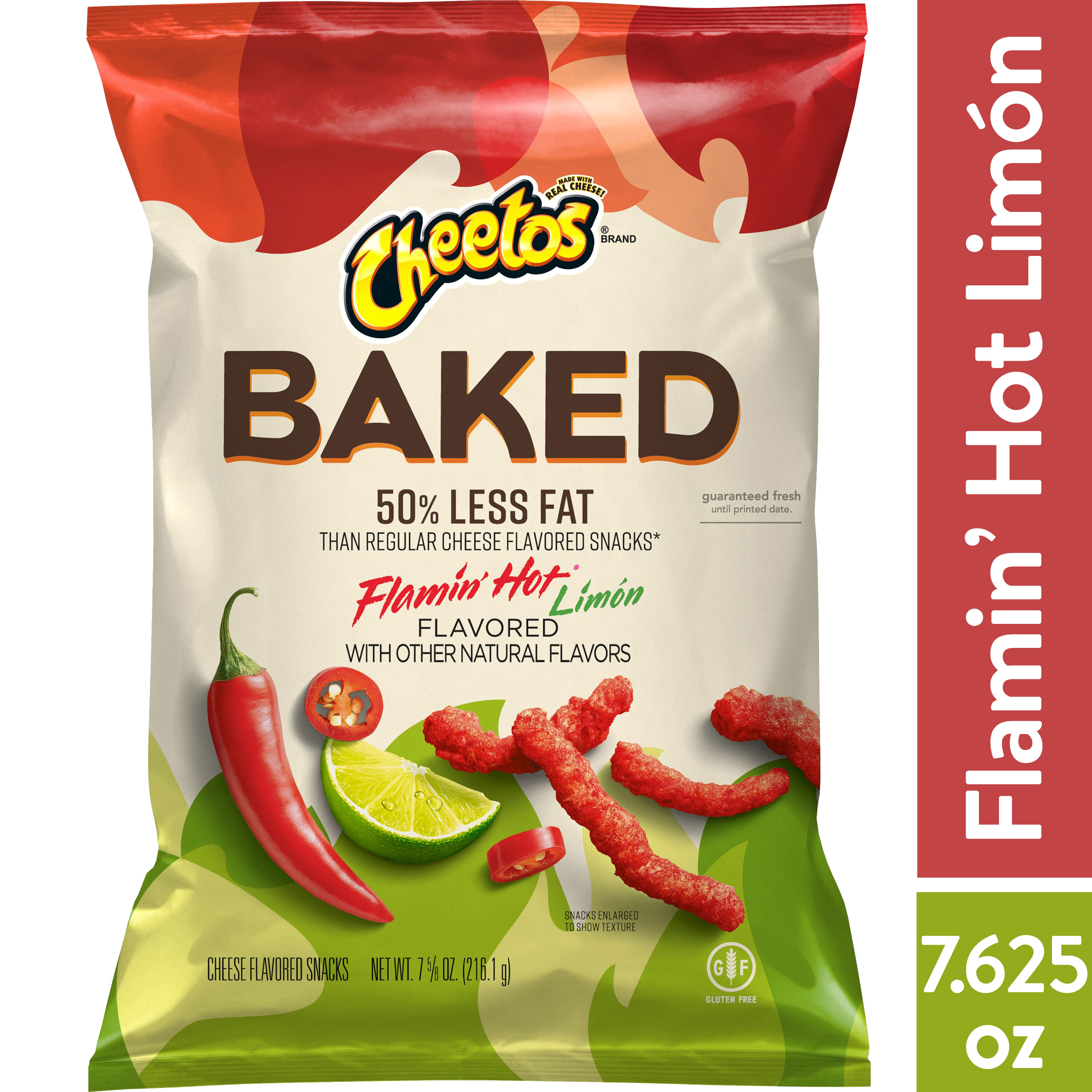 Cheetos Baked Flamin' Hot Limon Flavored Snack Chips, 7.6 Ounce Bag thumbnail 2