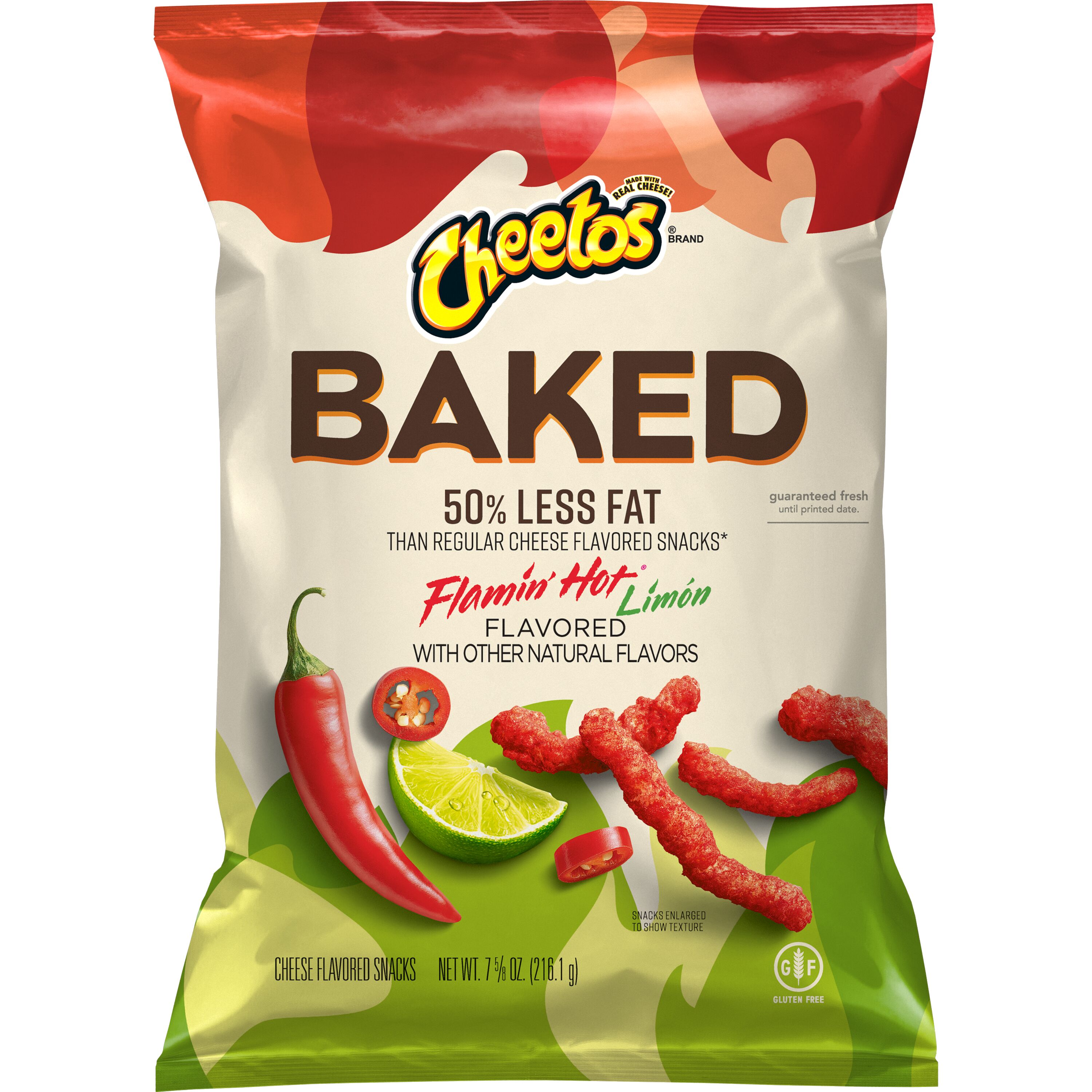 Cheetos Baked Flamin' Hot Limon Flavored Snack Chips, 7.6 Ounce Bag thumbnail 3