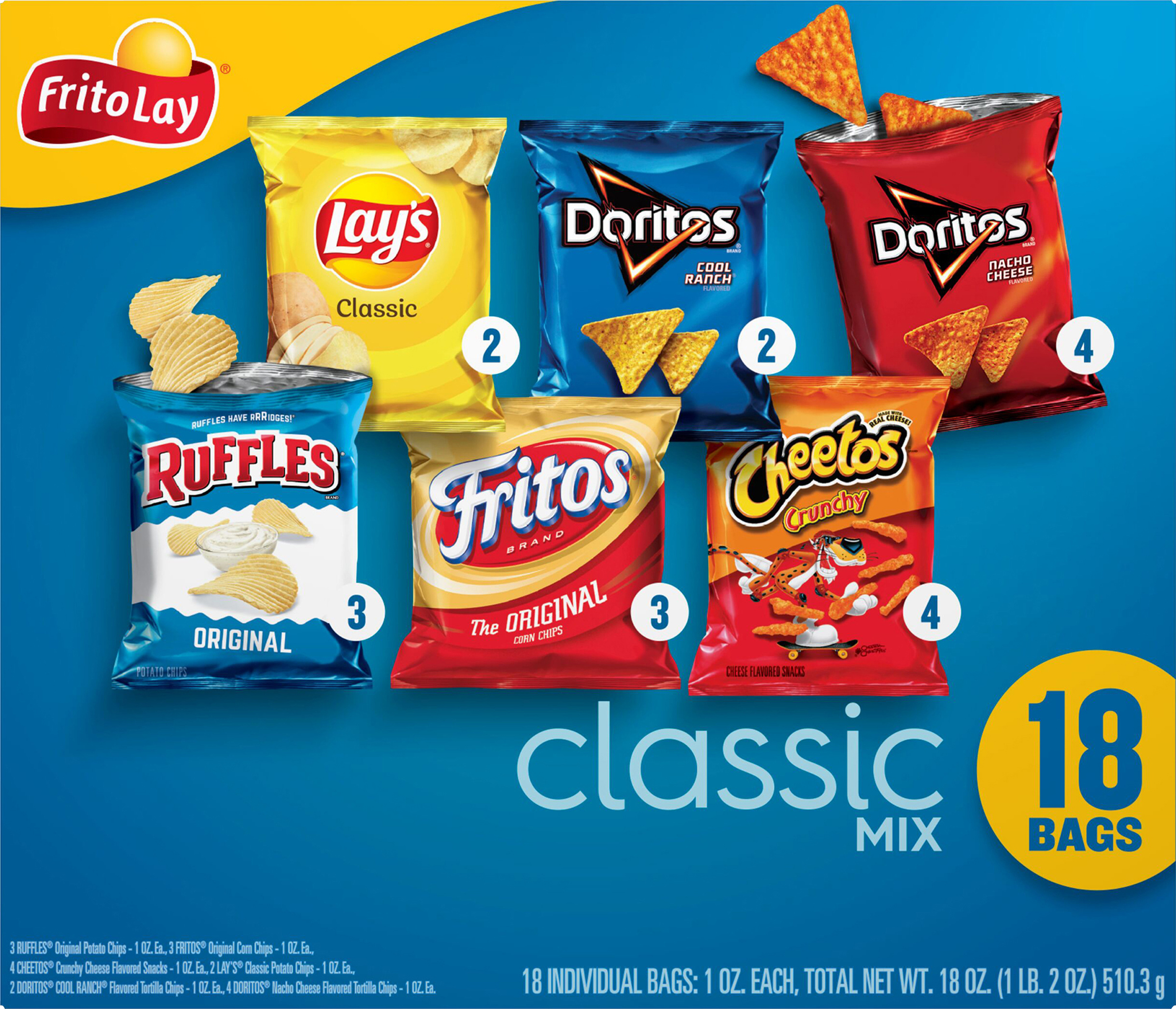 Frito Lay Classic Mix Chips Variety Pack, 1 oz, 18 Count thumbnail 2