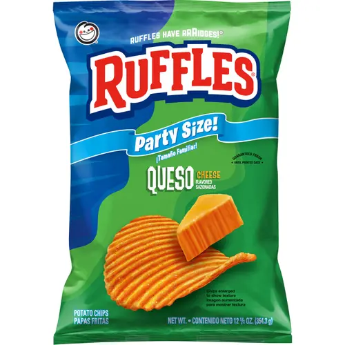 Ruffles Potato Chips, Queso, 12.5 oz Bag