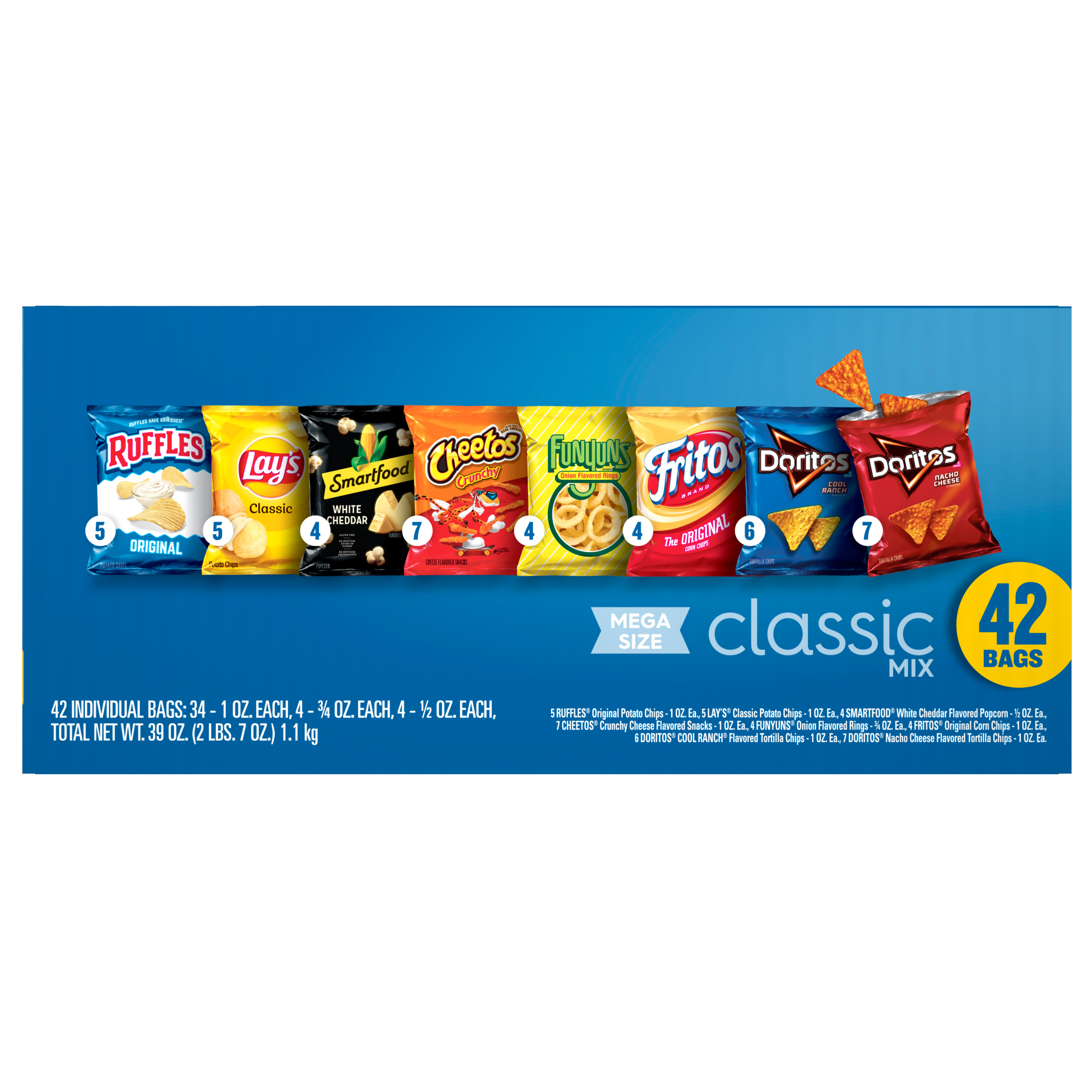 Frito Lay Classic Mix Chips Variety Pack, Mega Size, 1 oz, 42 Count thumbnail 2