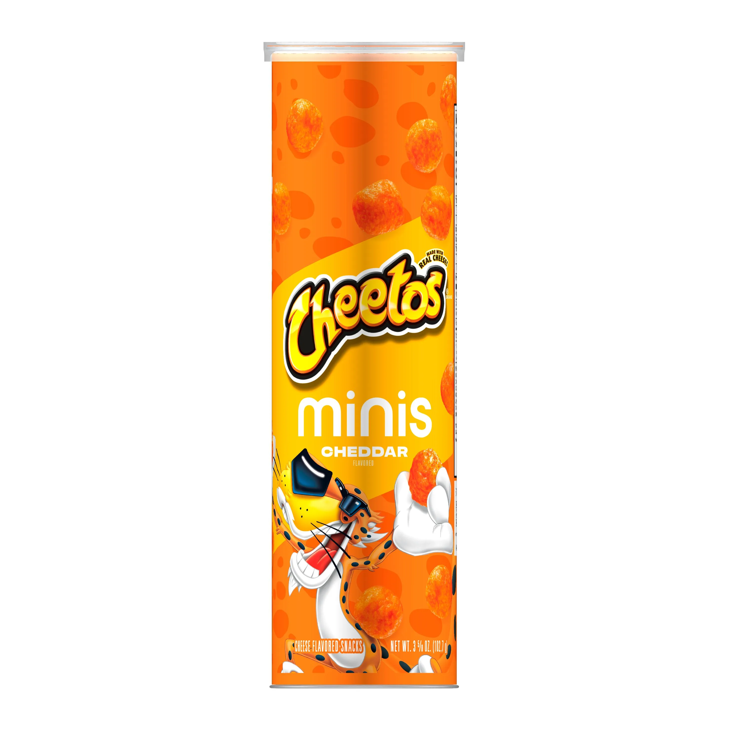 Cheetos Minis Cheddar Flavored Snack Chips, 3.625 oz, Canister