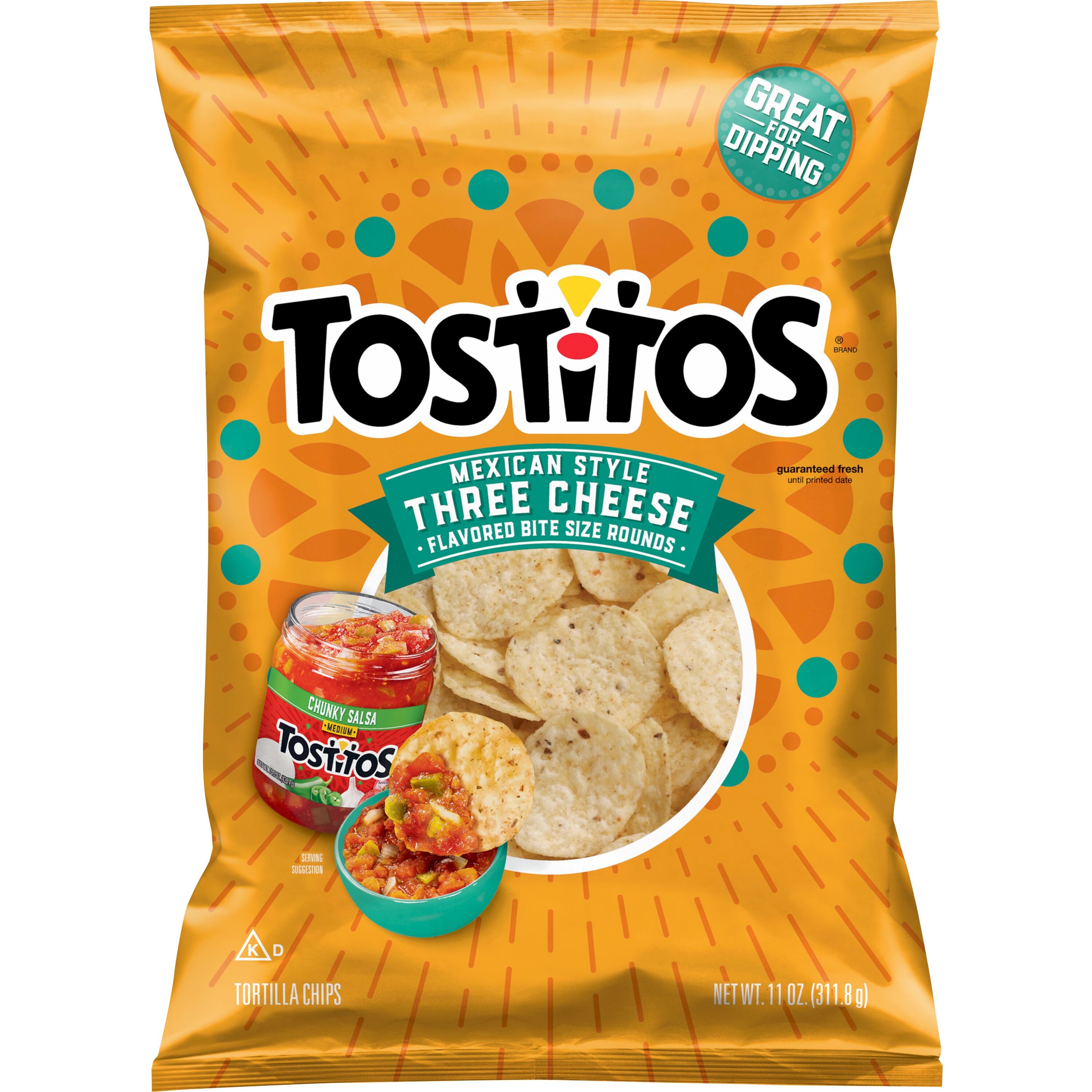Tostitos Mexican Style Three Cheese Flavored Tortilla Snack Chips,11 Ounce Bag