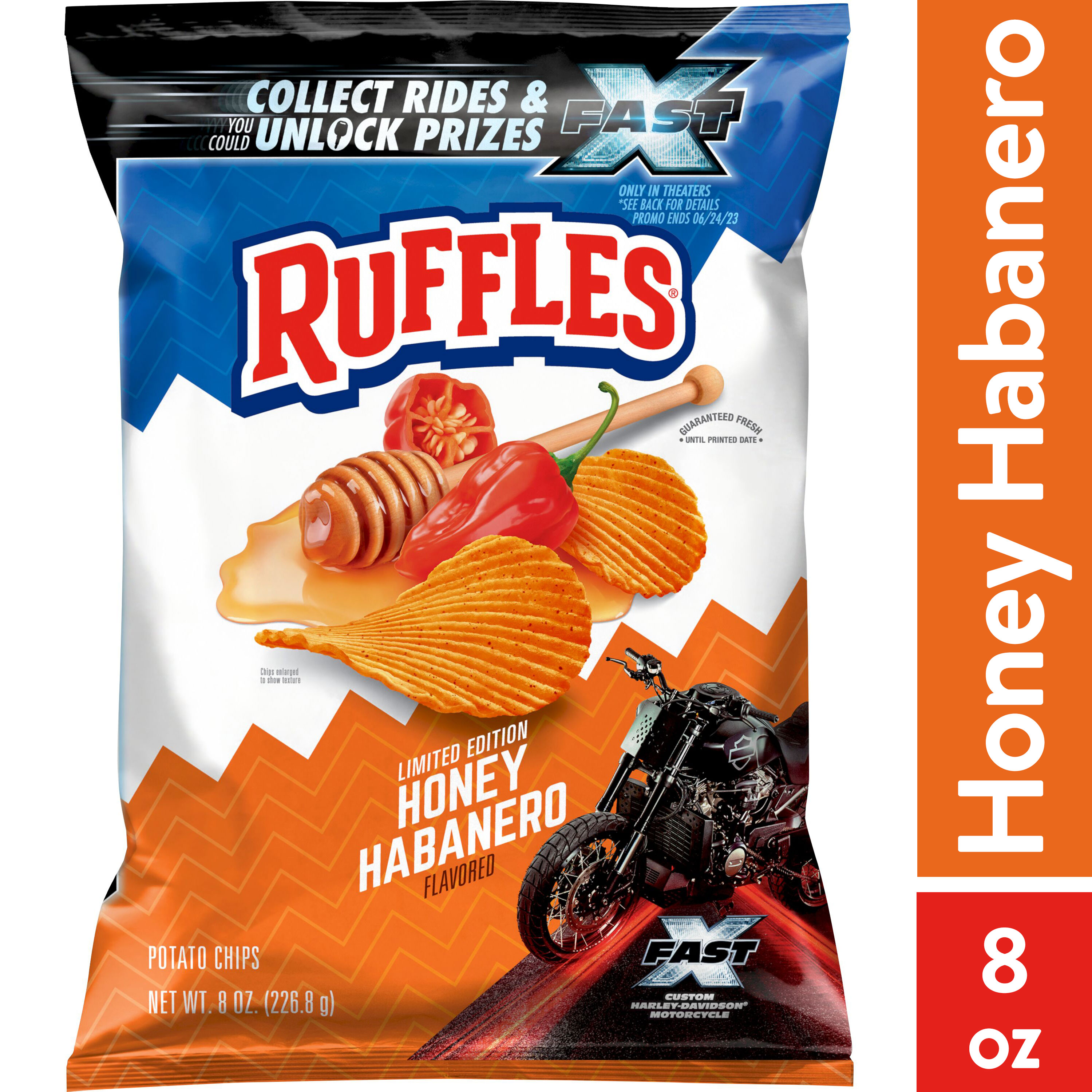 Ruffles Honey Habanero Limited Edition Flavor Potato Snack Chips, 8 Ounce Bag