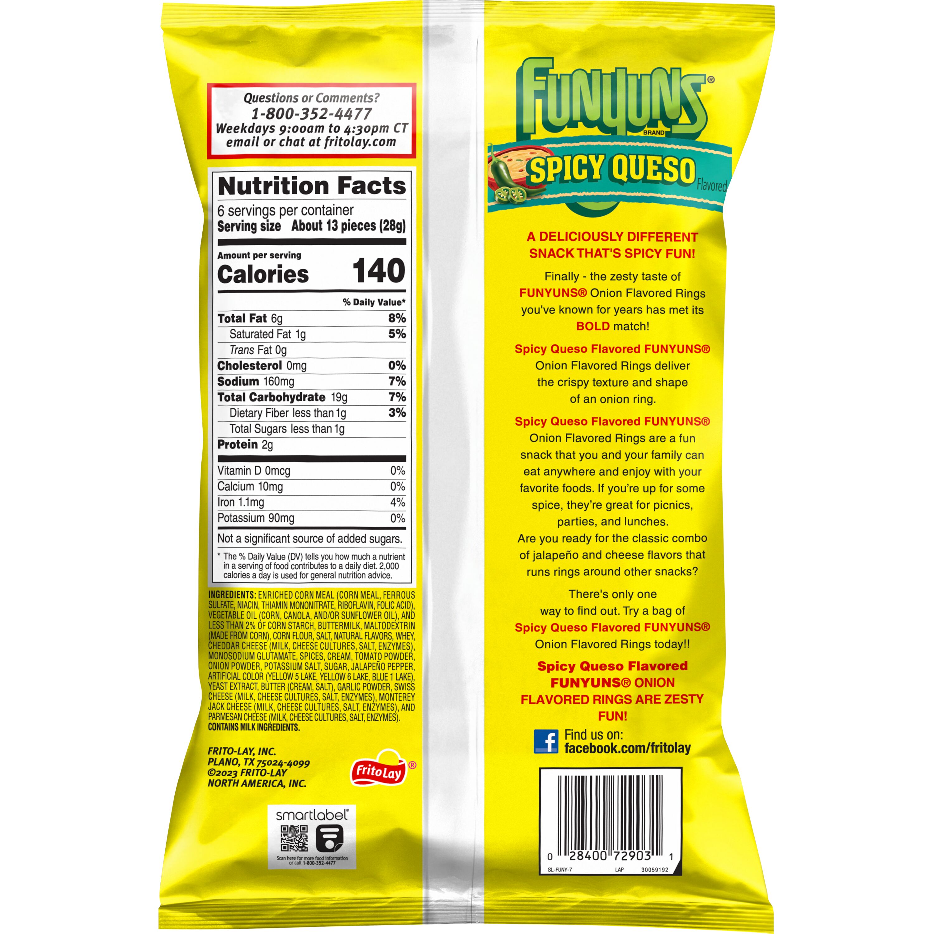 Funyuns Spicy Queso Onion Flavored Rings Snacks, Shelf-Stable 6 oz Bag thumbnail 2