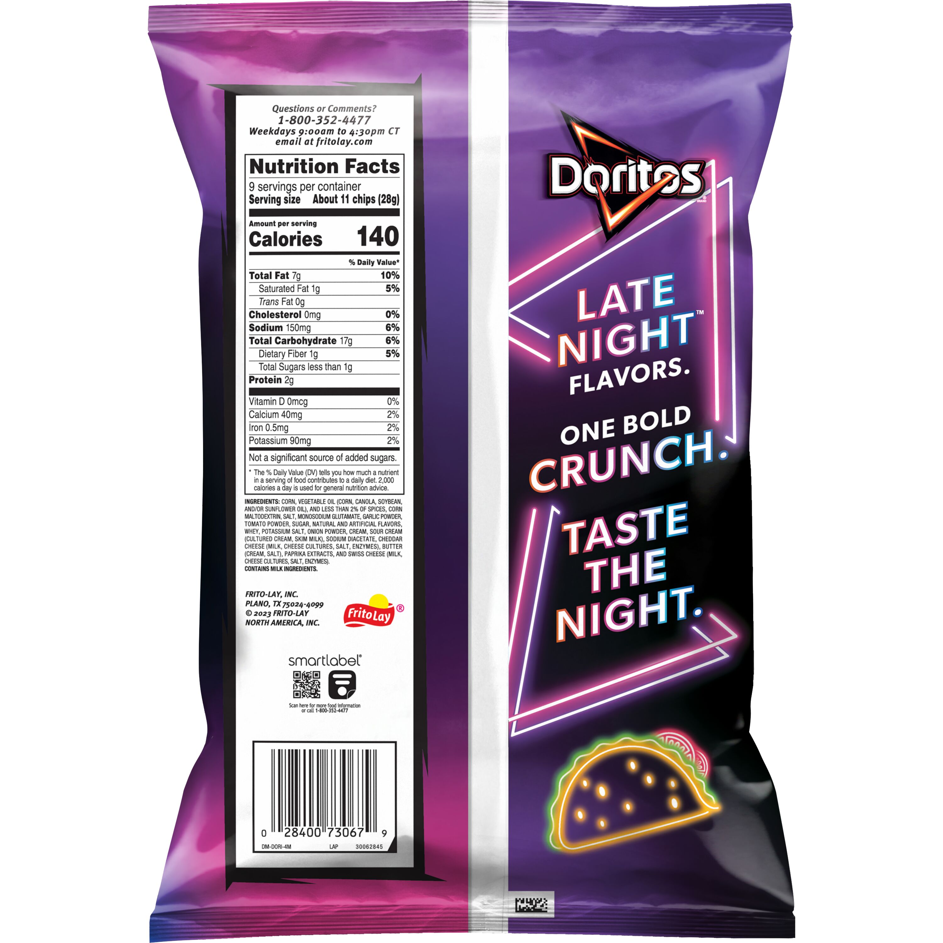 Doritos Tortilla Chips Late Night Loaded Taco, 9 oz Bag thumbnail 2