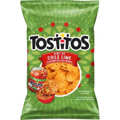 Tostitos Hint of Chili Lime Flavored Tortilla Chips, 11 oz Bag