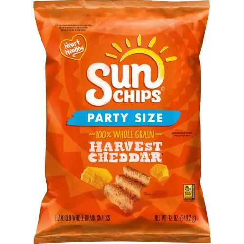 SunChips Flavored Whole Grain Snacks Harvest Cheddar Flavored, 12 oz Bag