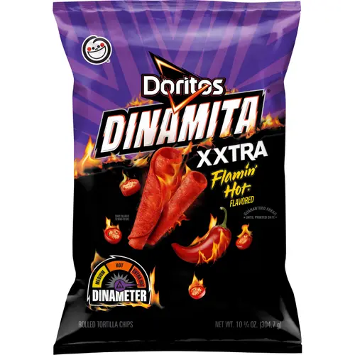 Doritos Dinamita Rolled Tortilla Chips XXTRA Flaminâ€™ Hot Flavored, 10.75 oz Bag