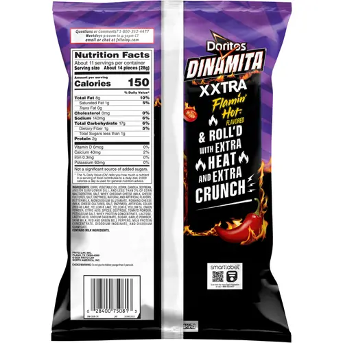Doritos Dinamita Rolled Tortilla Chips XXTRA Flaminâ€™ Hot Flavored, 10.75 oz Bag thumbnail 3