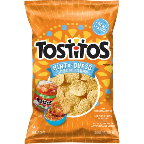Tostitos Hint Of Queso Bite Sized Rounds Tortilla Chips, 11 oz Bag