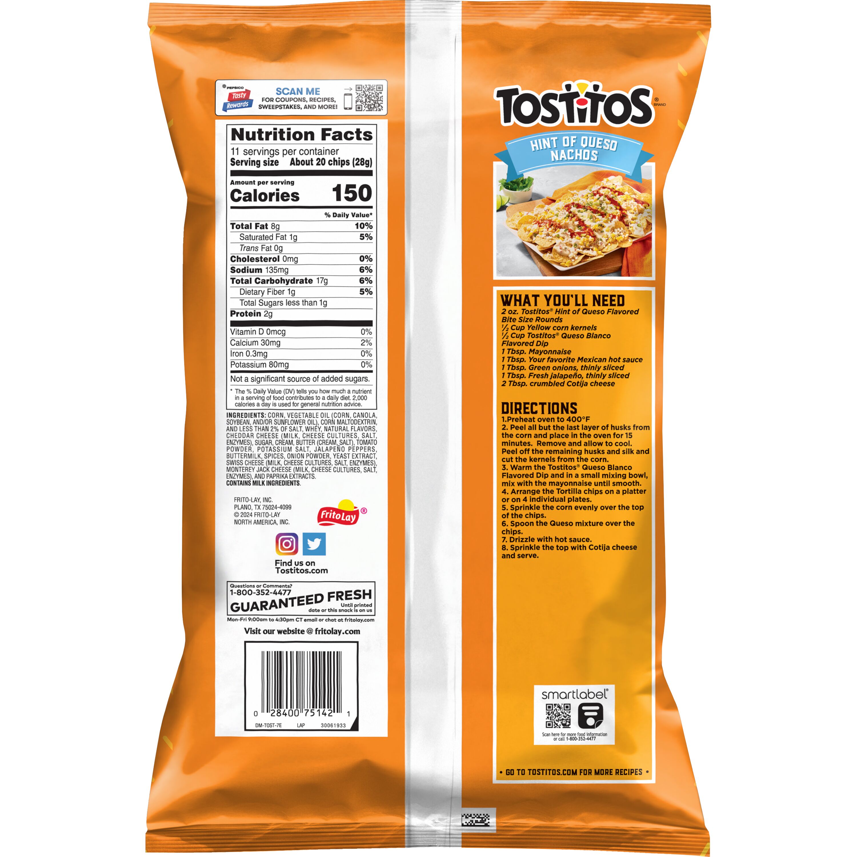 Tostitos Hint Of Queso Bite Sized Rounds Tortilla Chips, 11 oz Bag thumbnail 3