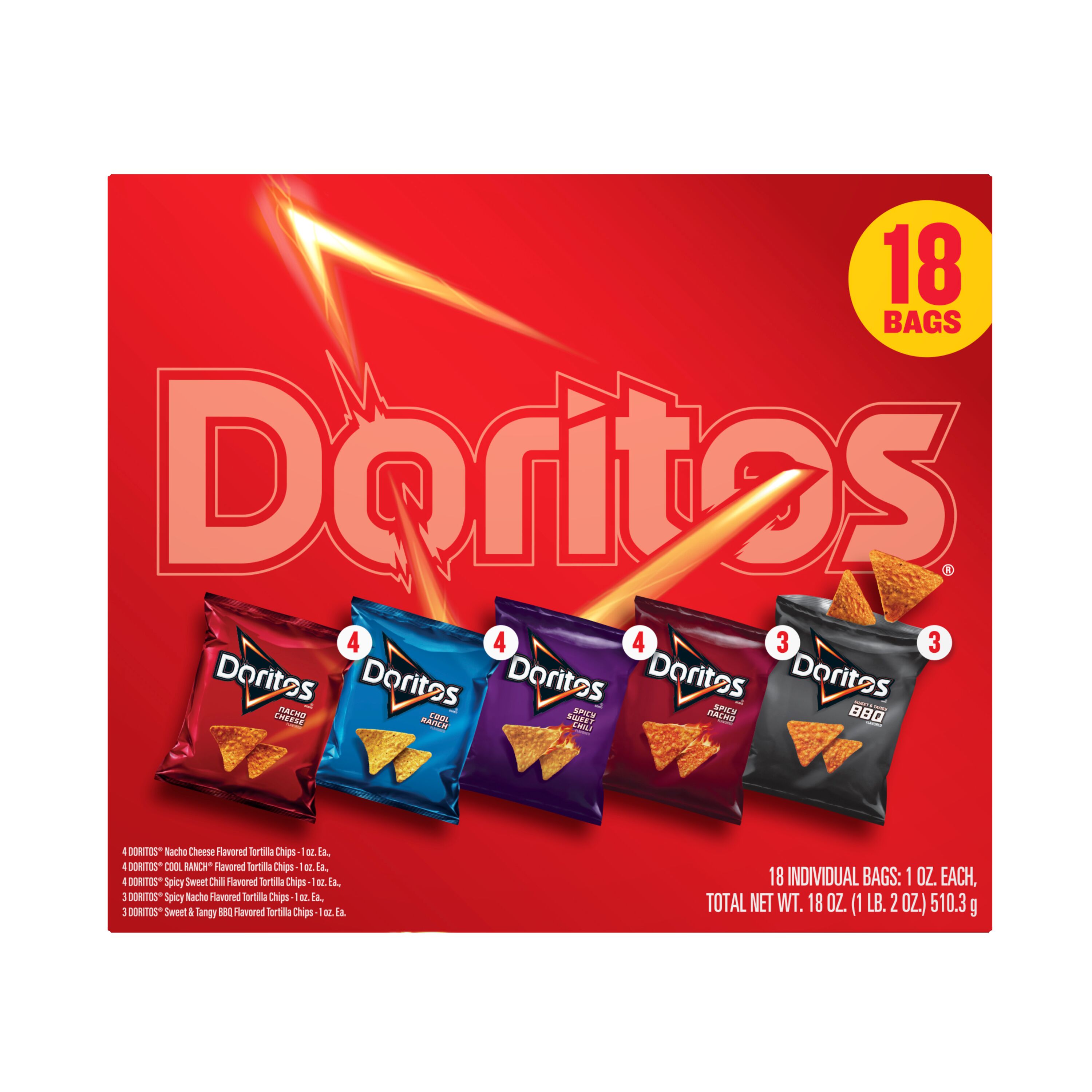 Doritos Tortilla Chips 5 Flavor Variety Pack Snack Chips, 1 oz Bags, 18 Count thumbnail 2