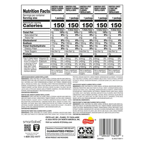 Doritos Tortilla Chips 5 Flavor Variety Pack Snack Chips, 1 oz Bags, 18 Count thumbnail 3
