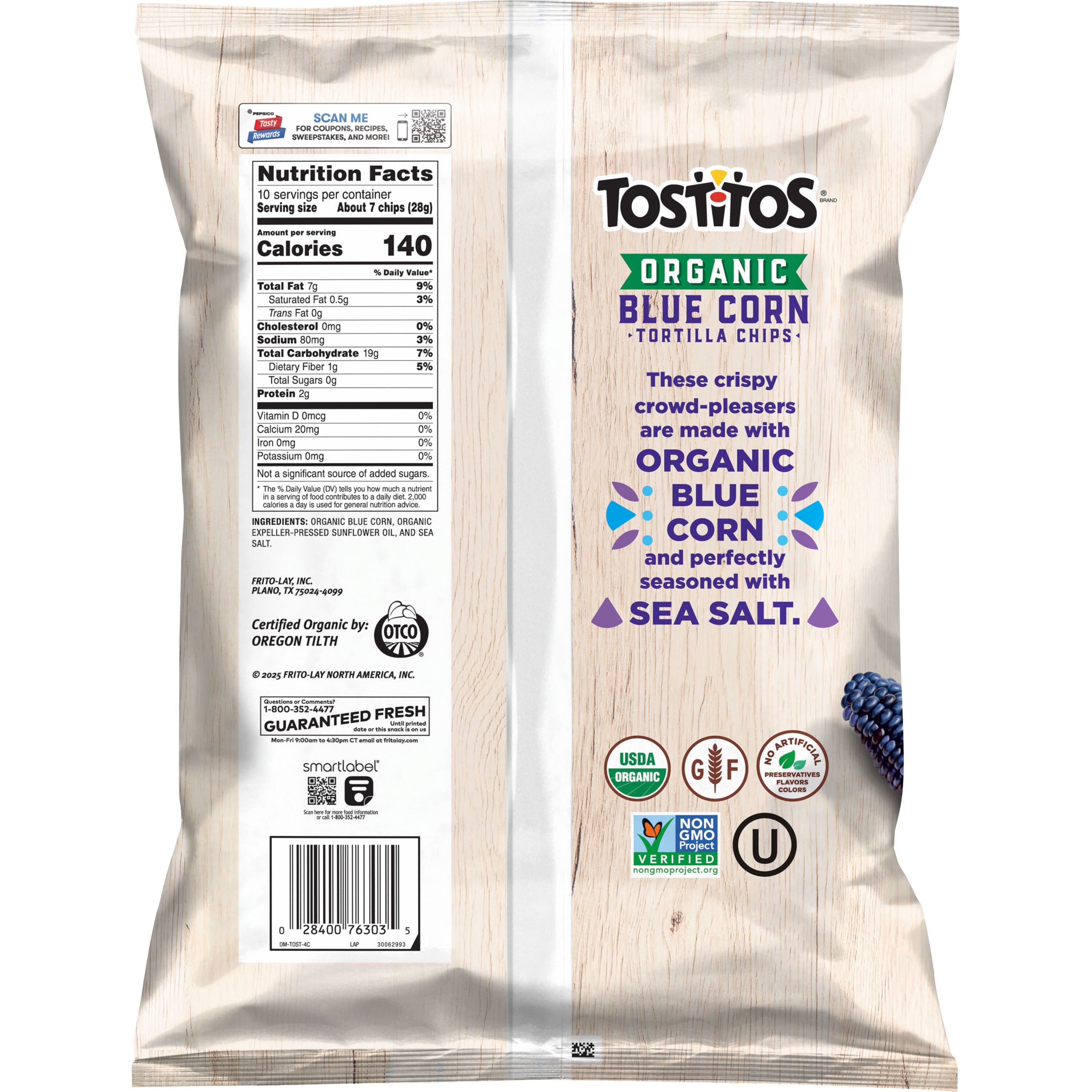 Tostitos Organic Blue Corn Tortilla Chips, 10 oz Bag thumbnail 2