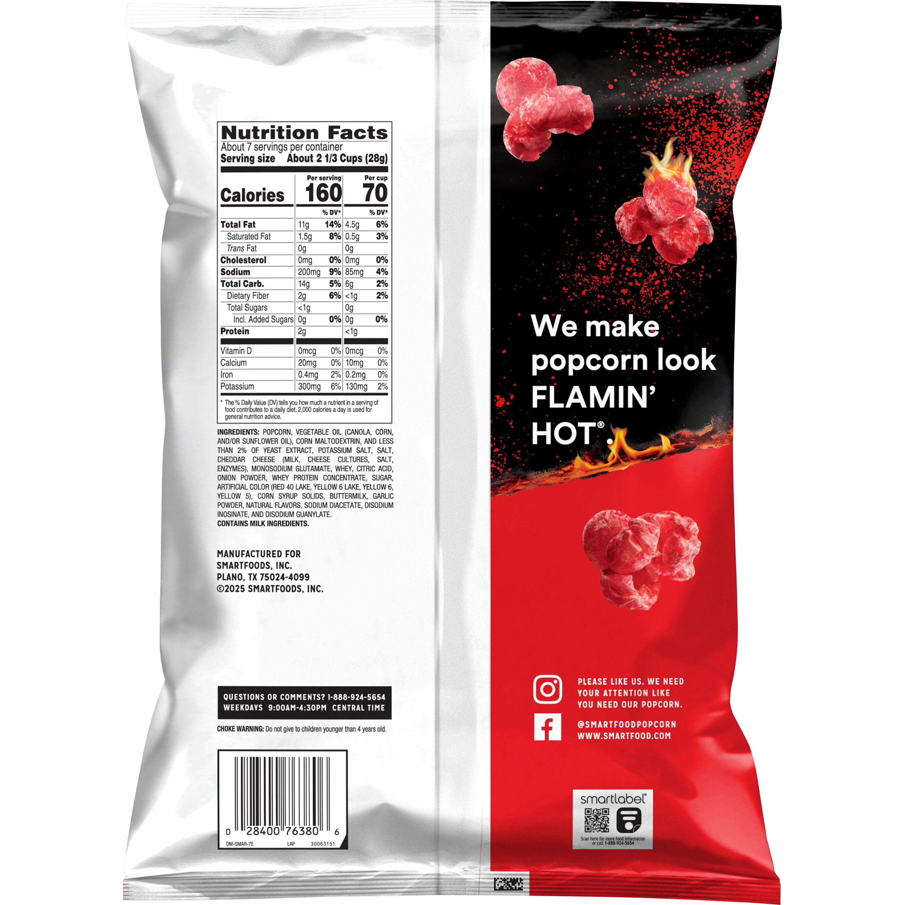 Smartfood Cheetos Flamin Hot Flavored Popcorn, 6.5 oz Bag thumbnail 2