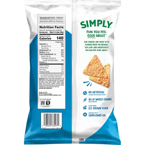 Doritos Simply Tortilla Chips Zesty Cool Ranch Flavored 7.5 oz Bag thumbnail 2