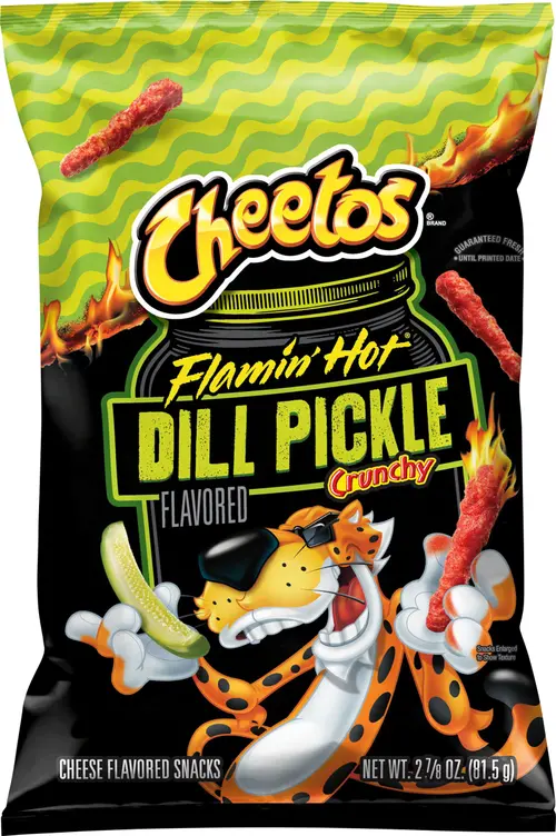 Cheetos Crunchy Cheese Flamin' Hot Dill Pickle Flavored Snacks, 2.875 oz Bag