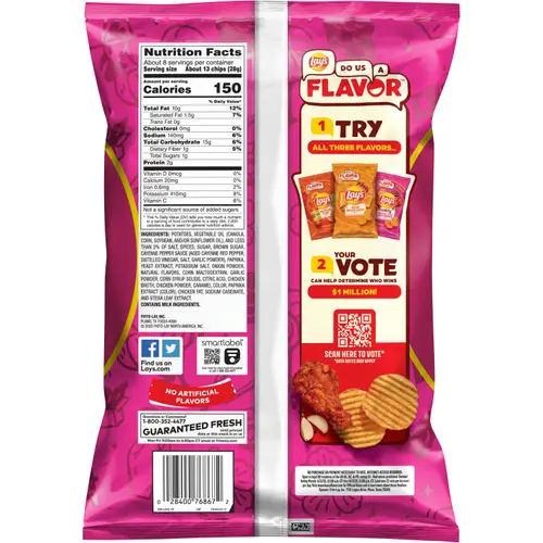 Lay's Wavy Potato Chips Korean Style Fried Chicken Snack Chips, 7.5 Ounce Bag thumbnail 4