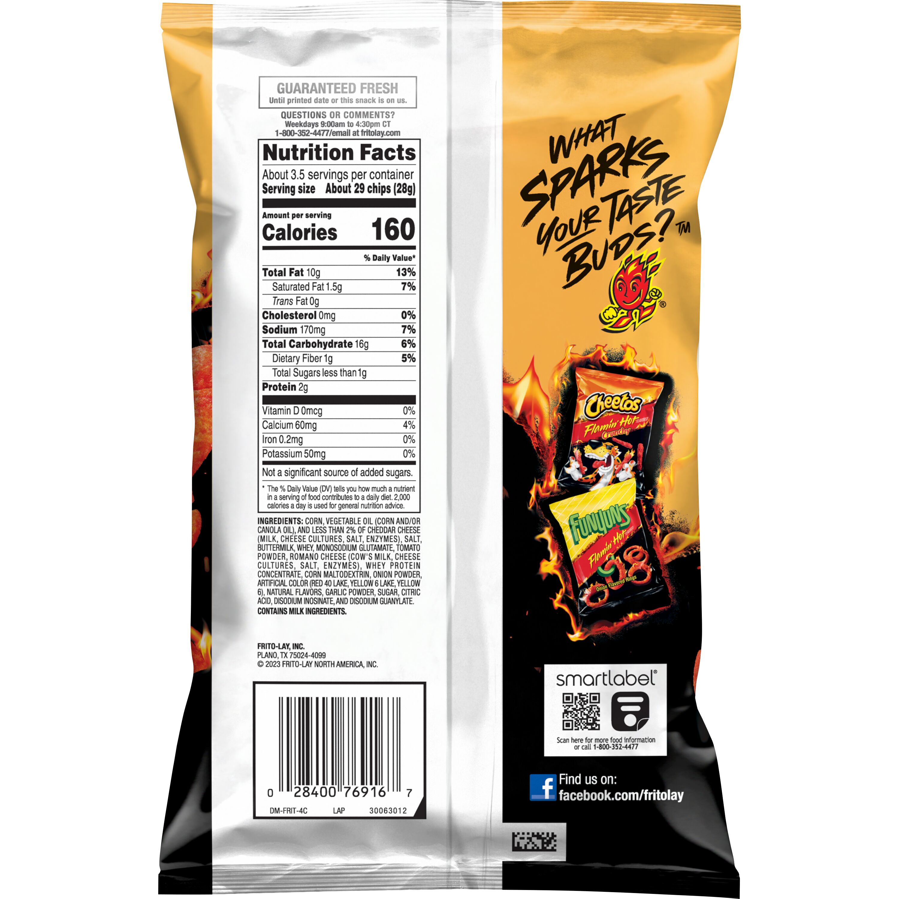Fritos Corn Chips Flamin' Hot Flavored, 3.375 oz Bag thumbnail 2