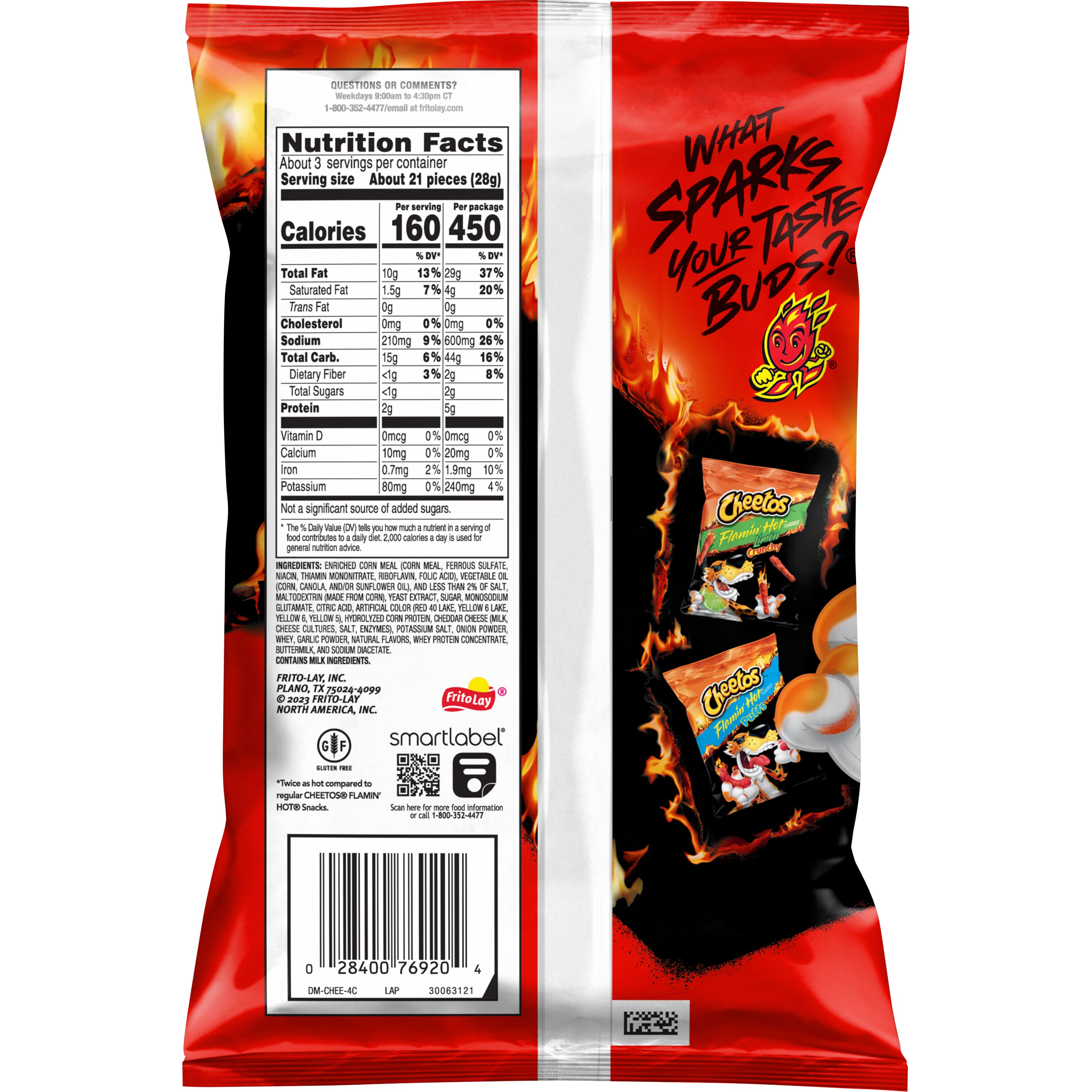 Cheetos Crunchy Cheese Flavored Snacks Xxtra Flamin' Hot, 2.875 oz Bag thumbnail 2