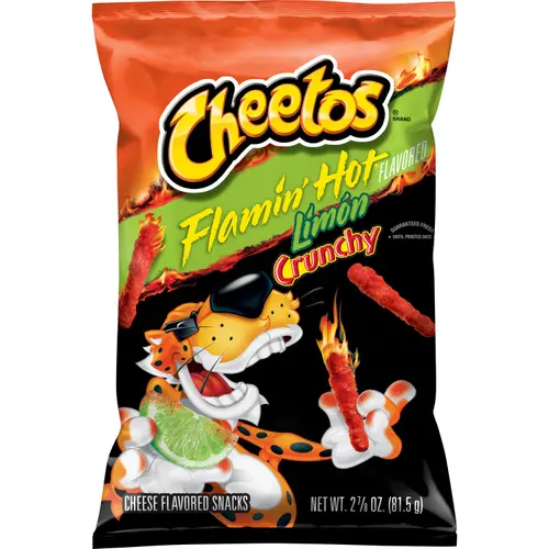 Cheetos Crunchy Cheese Flavored Snacks Flamin' Hot Limon, 2.875 oz Bag