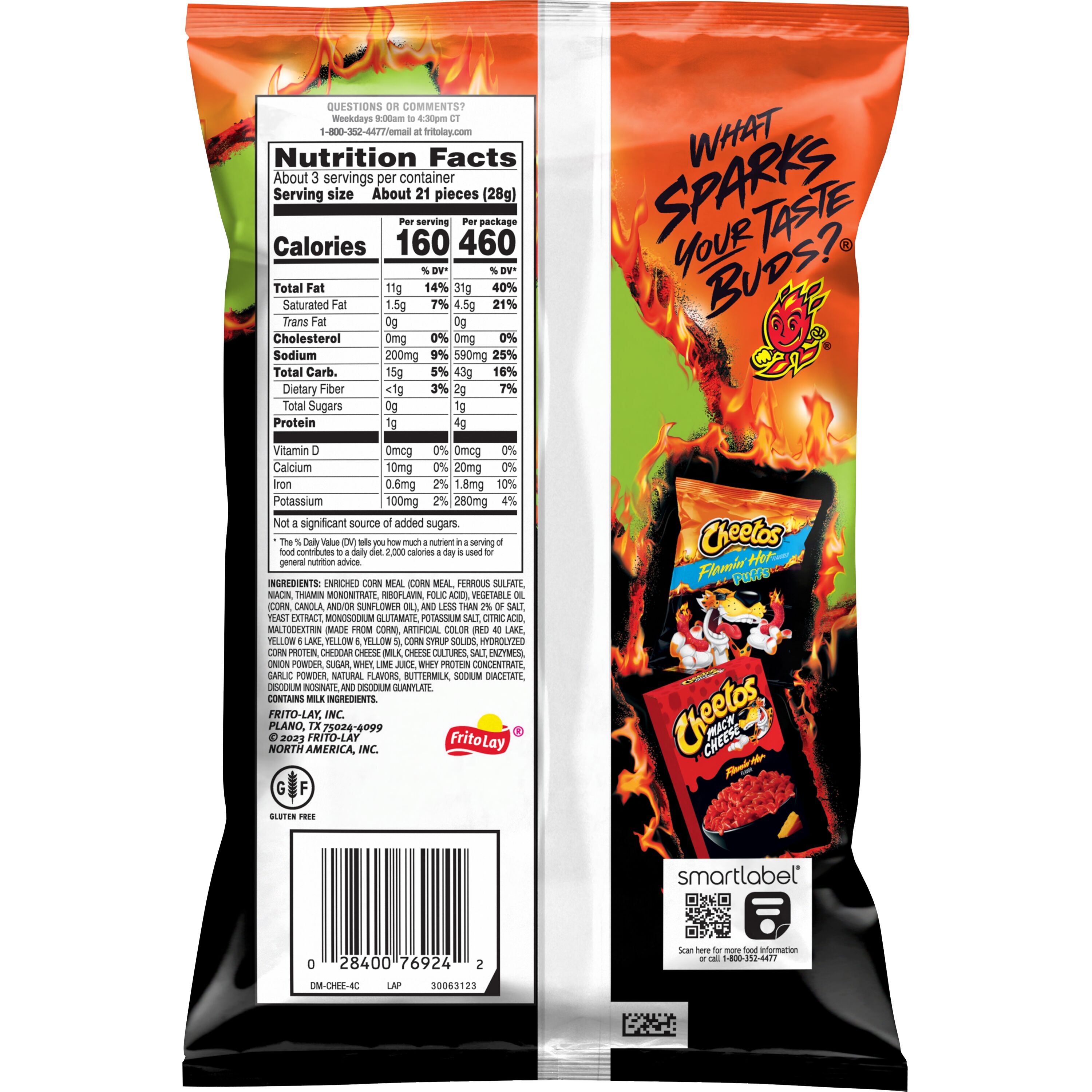 Cheetos Crunchy Cheese Flavored Snacks Flamin' Hot Limon, 2.875 oz Bag thumbnail 2