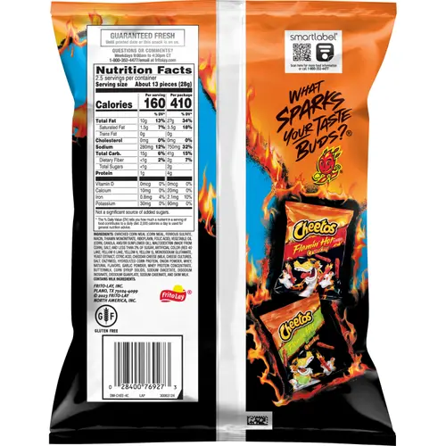 Cheetos Puffs Cheese Flavored Snacks Flamin' Hot Flavored, 2.5 oz Bag thumbnail 2
