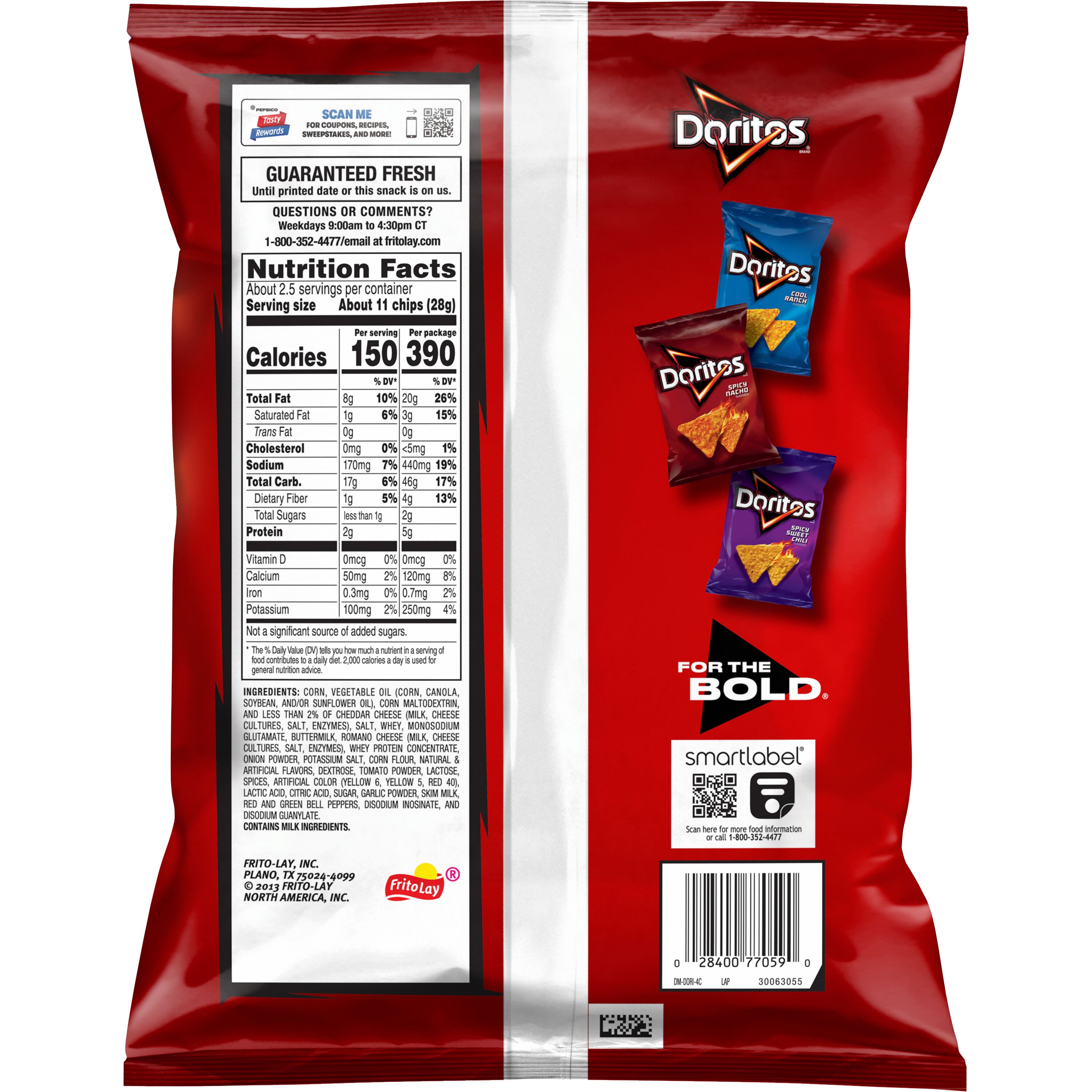 Doritos Tortilla Chips Nacho Cheese Flavor, 2.625 oz Bag thumbnail 2