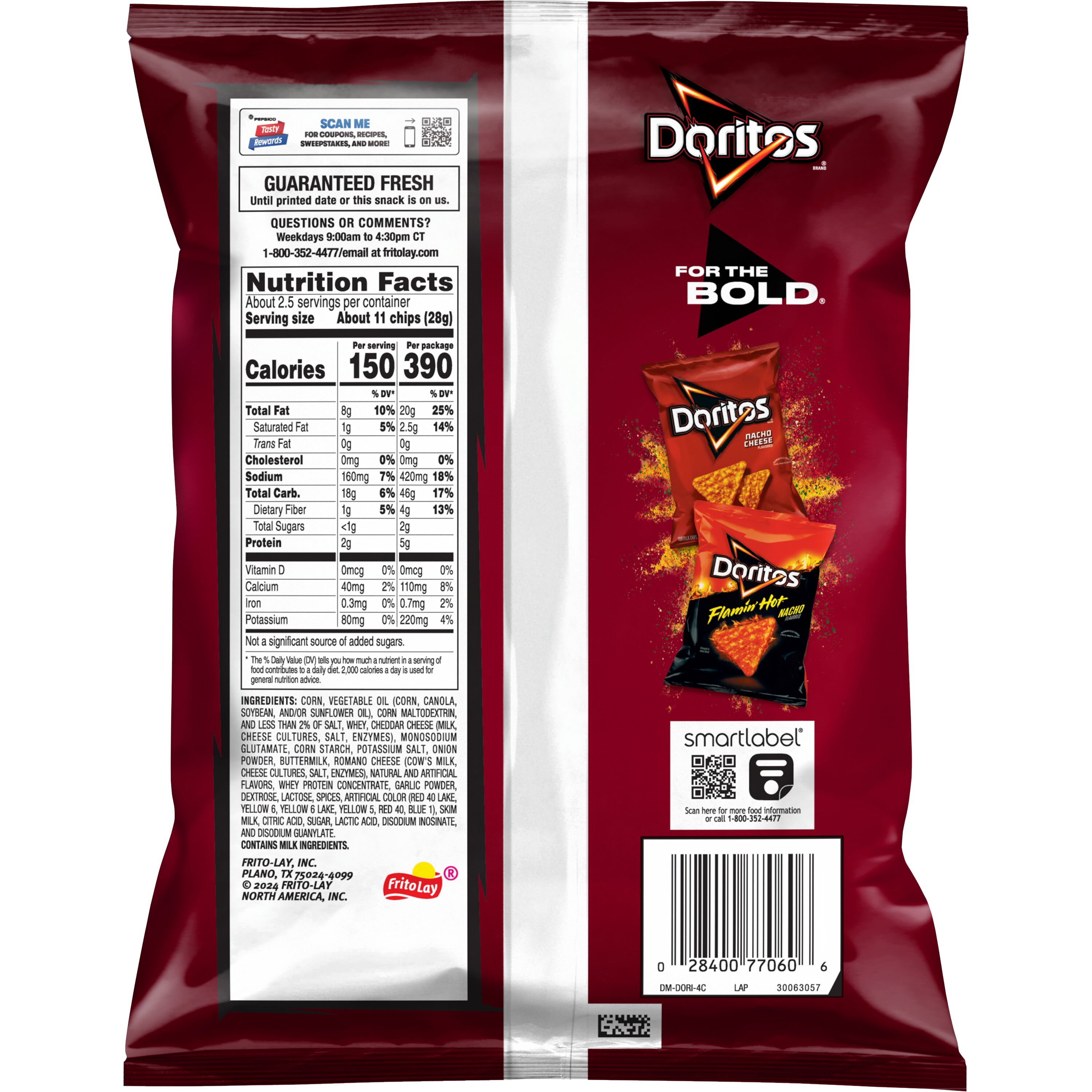 Doritos Spicy Nacho Flavor Tortilla Chips, 2.625 oz Bag thumbnail 2