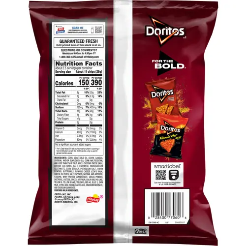 Doritos Spicy Nacho Flavor Tortilla Chips, 2.625 oz Bag thumbnail 2