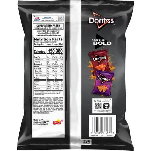 Doritos Tortilla Chips Sweet & Tangy BBQ Flavored, 2.625 oz Bag thumbnail 2